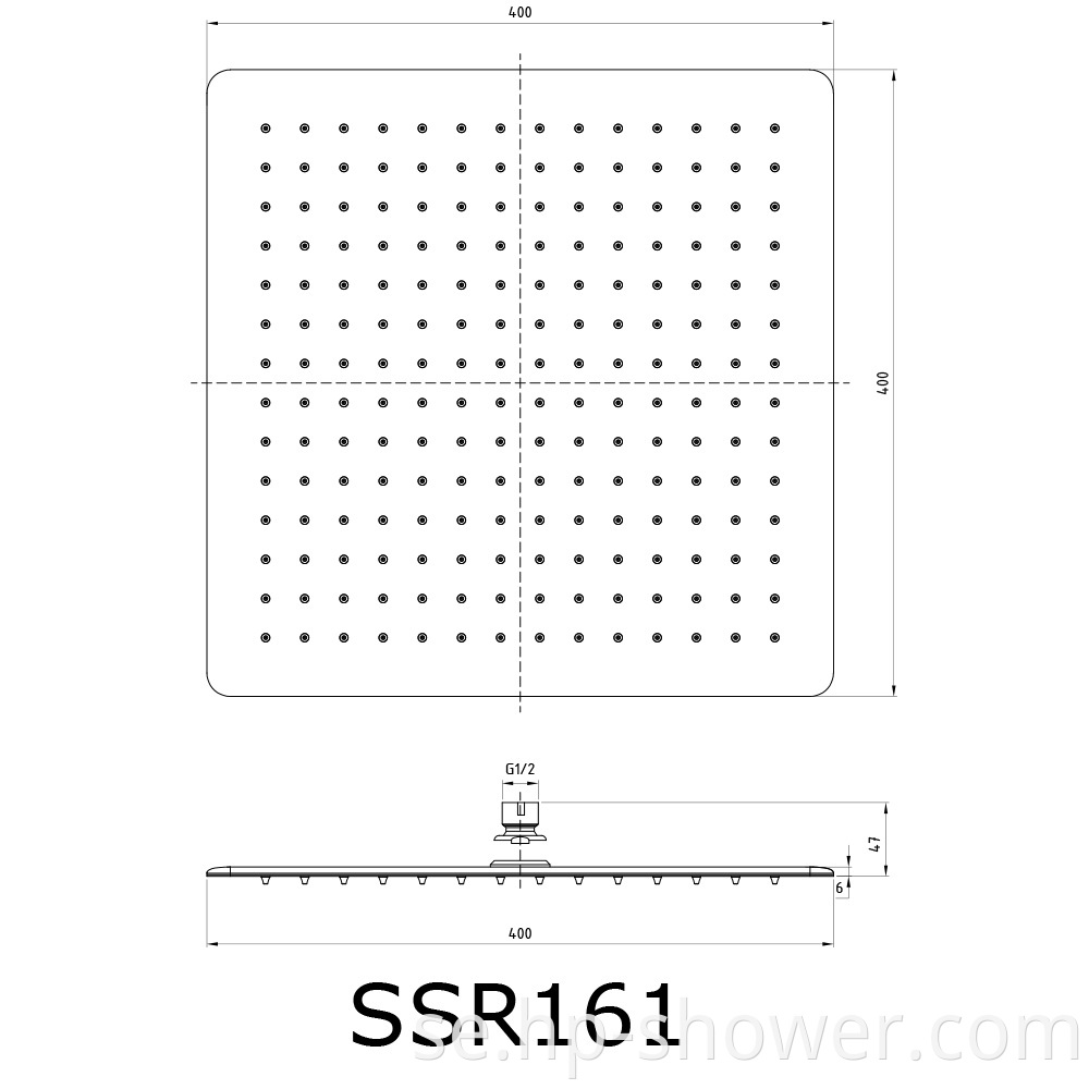 16'' Rainfall Shower Head Rose